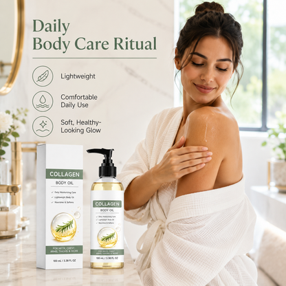 Collagen Body Oil, 100 mL / 3.38 fl oz Lightweight body OilCollagen BodyOil for Body & After Shower, Lightweight Moisturizing BodyOil for Women and Men (100ML-1PKCollagen Body Oil)