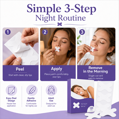 Mouth Tape for Adults, Gentle Mouth Strips for Night Routine, X-Shaped Sleep Tape with Soft Adhesive, Adult Use Only, Comfortable Overnight Mouth Tape for Home and Travel