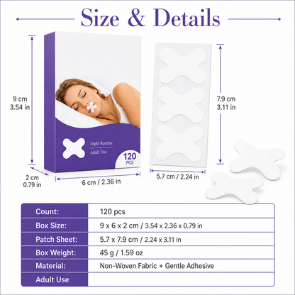 Mouth Tape for Adults, Gentle Mouth Strips for Night Routine, X-Shaped Sleep Tape with Soft Adhesive, Adult Use Only, Comfortable Overnight Mouth Tape for Home and Travel
